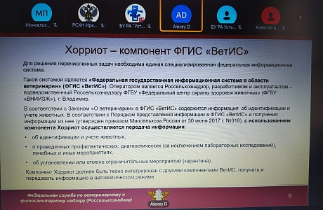 Обучающий вебинар по вопросам работы  в компоненте ФГИС «ВетИС» «Хорриот»