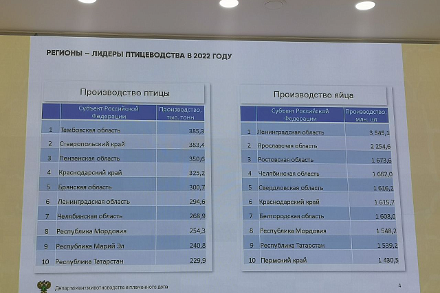 По итогам 2022 года Пензенская область находится в лидерах по производству мяса птицы среди субъектов РФ